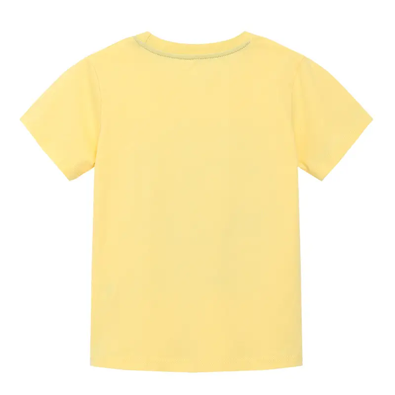 Yellow Cotton Round Neck T-Shirt for Kids Summer - Image 3