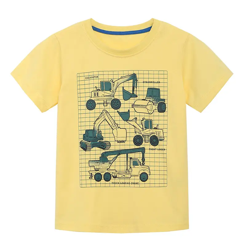 Yellow Cotton Round Neck T-Shirt for Kids Summer - Image 6