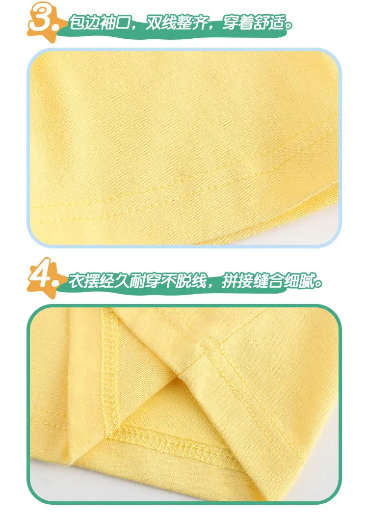 Yellow Cotton Round Neck T-Shirt for Kids Summer â feature 37
