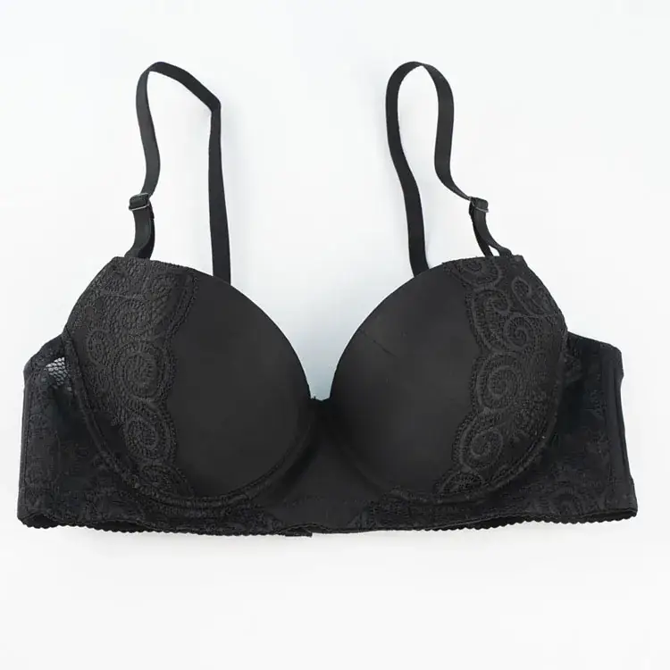 Black Lace Bra with Steel Ring Cup for Women - Image 6