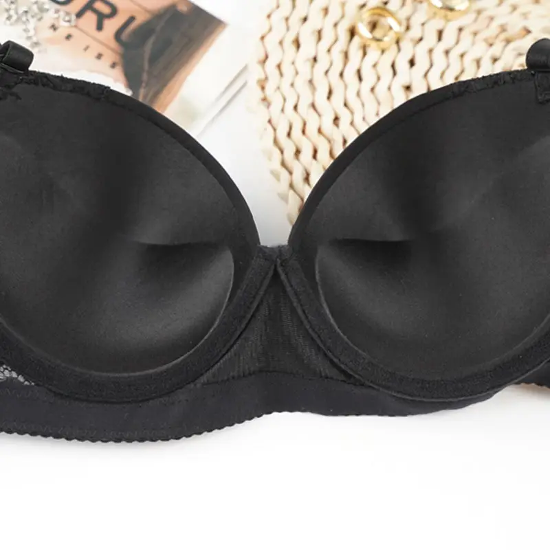 Black Lace Bra with Steel Ring Cup for Women — feature 10