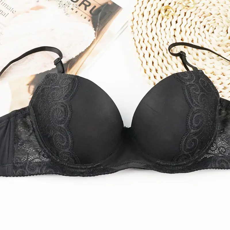 Black Lace Bra with Steel Ring Cup for Women — feature 14