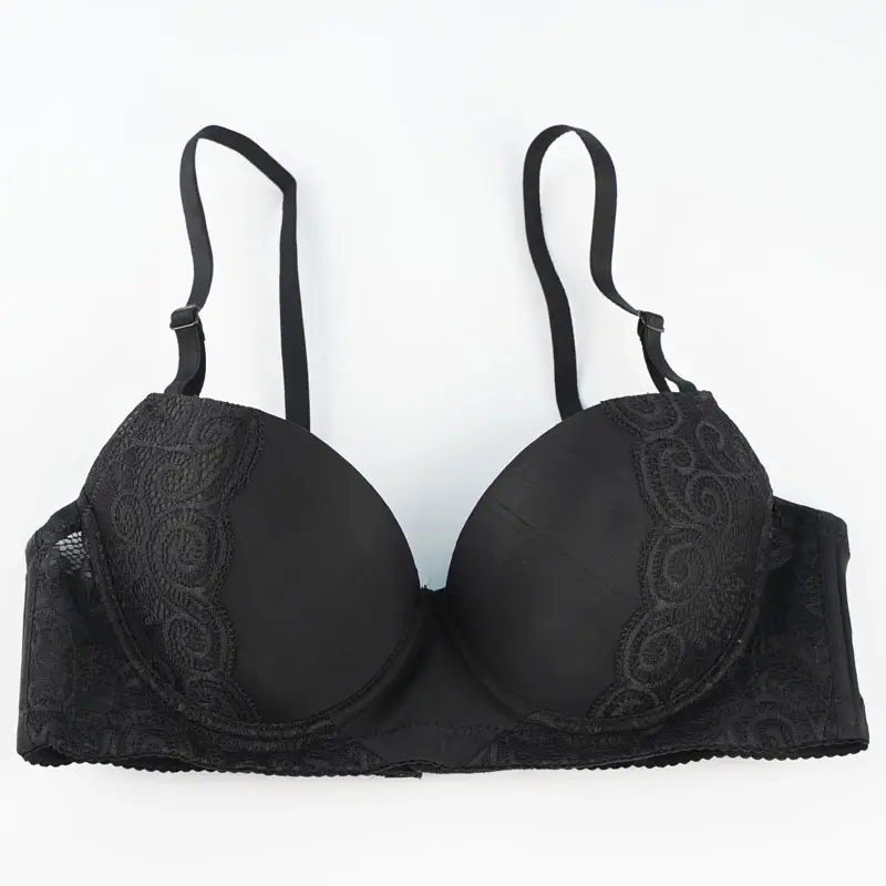 Black Lace Bra with Steel Ring Cup for Women — feature 15