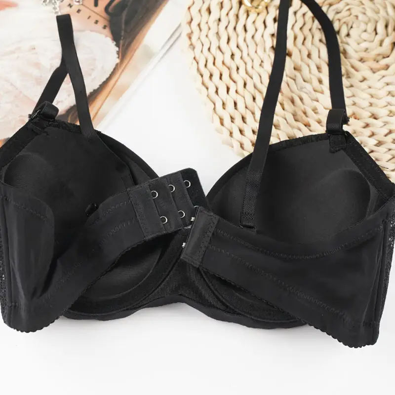 Black Lace Bra with Steel Ring Cup for Women — feature 9