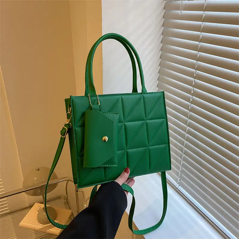 Green Quilted Women's Shoulder Messenger Bag - Image 8