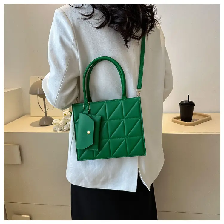 Green Quilted Women's Shoulder Messenger Bag — feature 10