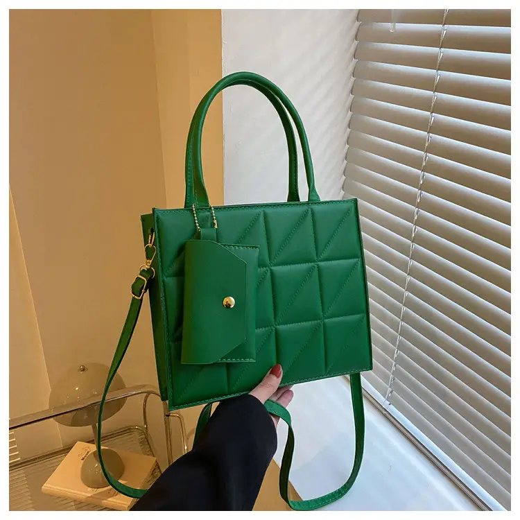 Green Quilted Women's Shoulder Messenger Bag — feature 21