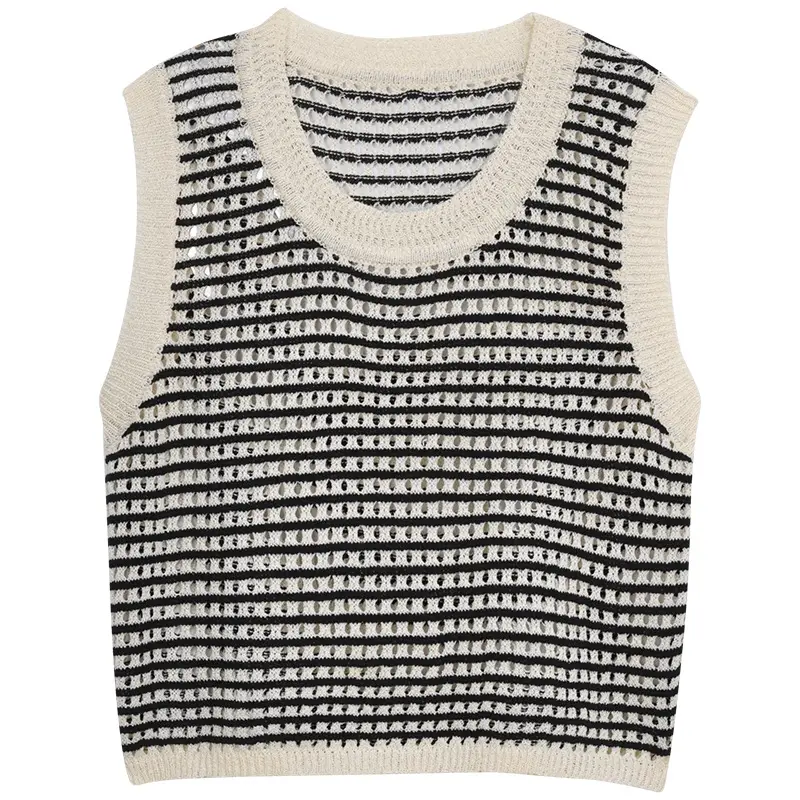 2025 Striped Hollow Knit Vest for Women - Image 8