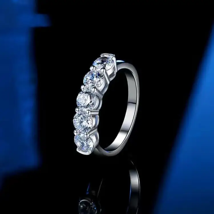 Platinum Diamond Row Ring for Women - Image 3