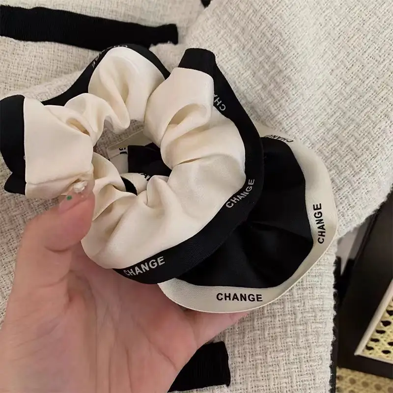 Chanel Style Hair Ring Black White Large Intestinal Hair Accessory - Image 4
