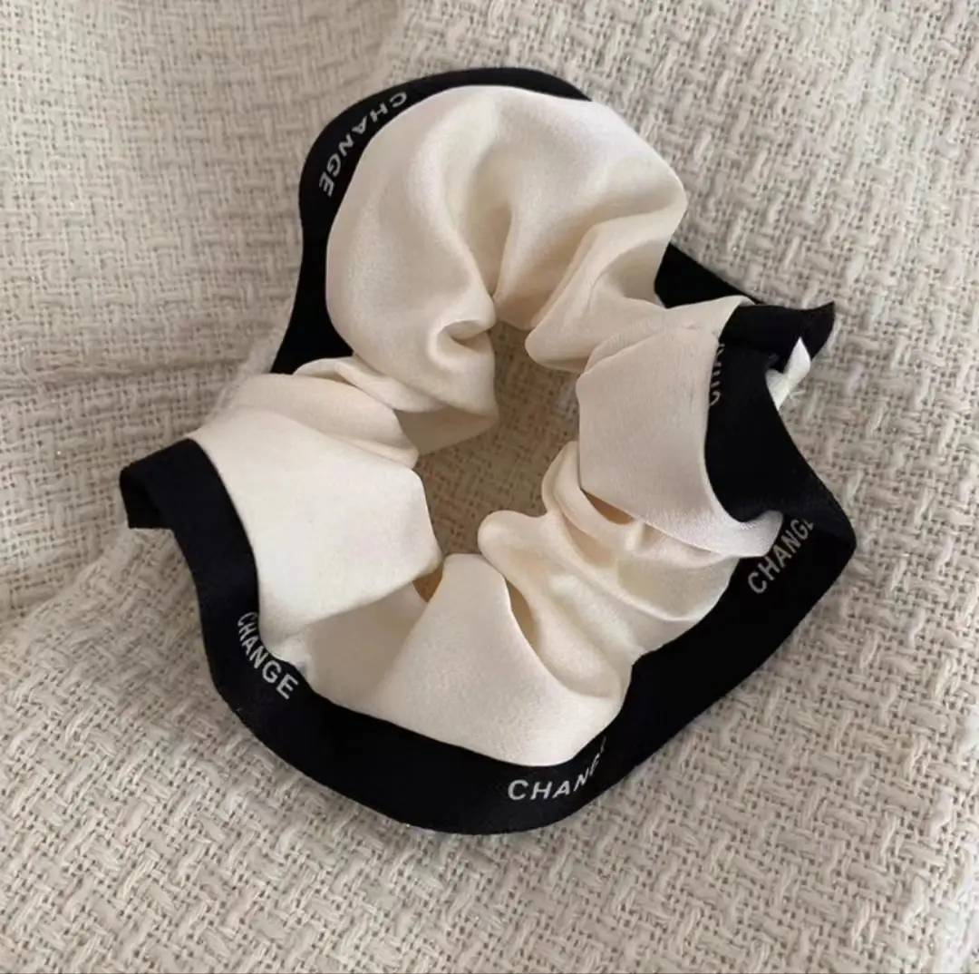 Chanel Style Hair Ring Black White Large Intestinal Hair Accessory - Image 2