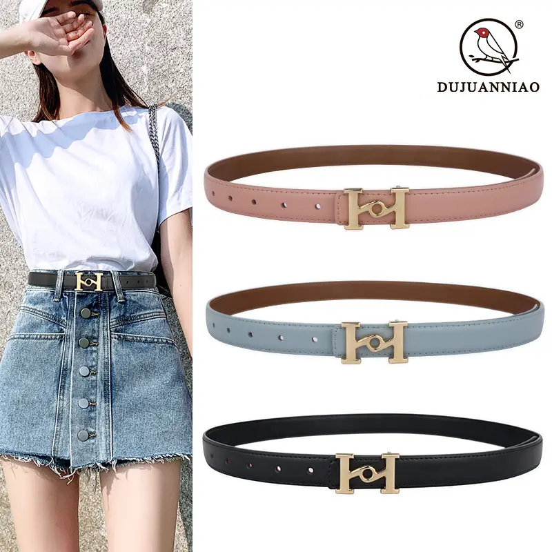 New Leather Belt Women's Retro Joker Brown Teal - Image 20