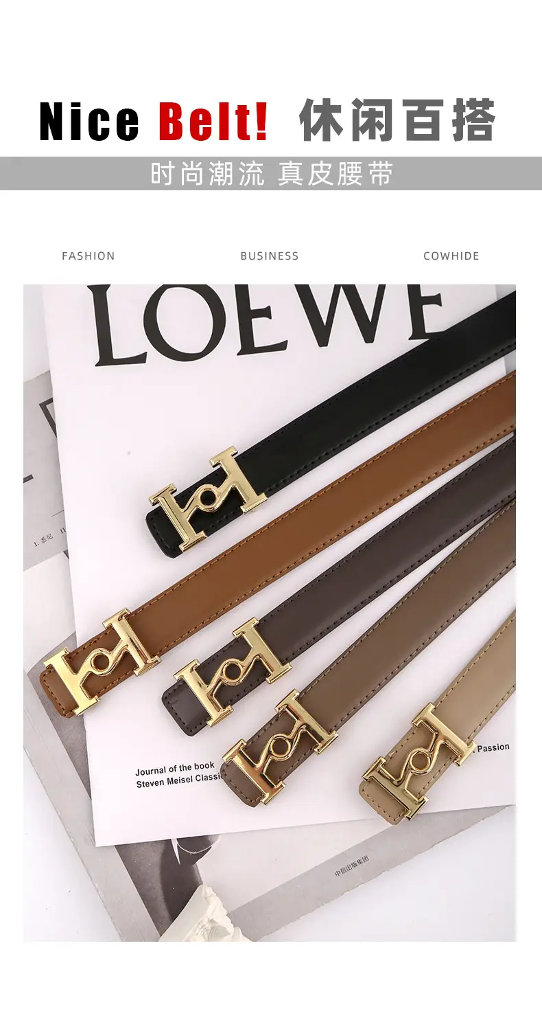 New Leather Belt Women's Retro Joker Brown Teal — feature 3