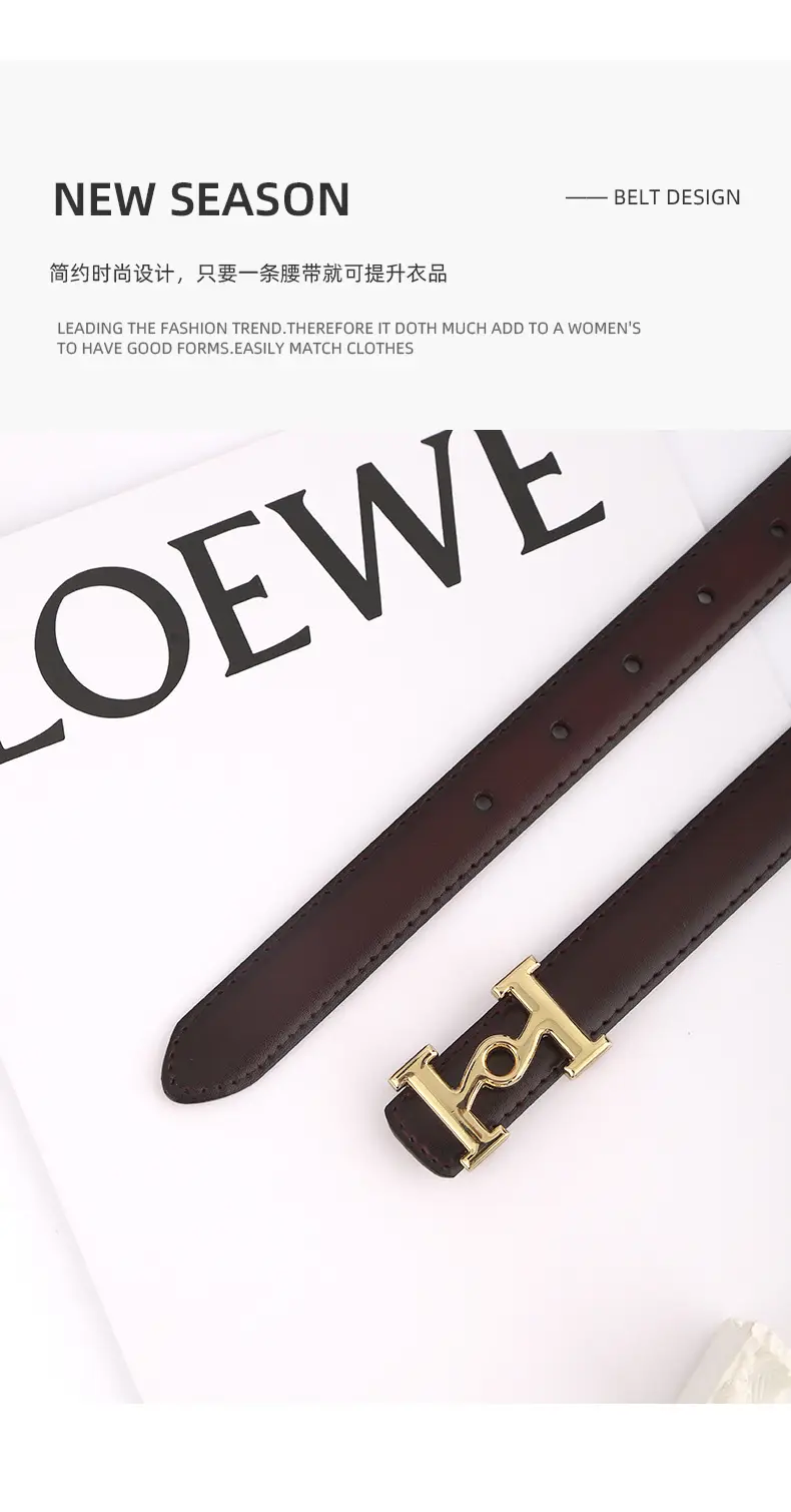 New Leather Belt Women's Retro Joker Brown Teal — feature 4