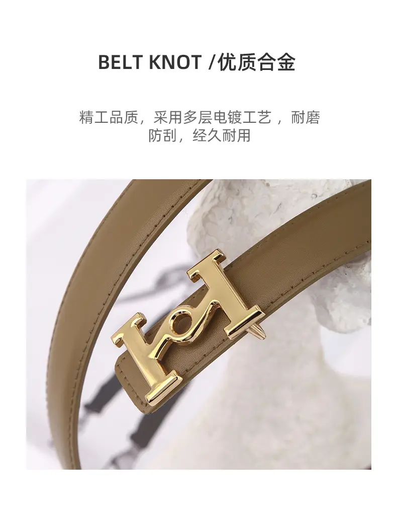 New Leather Belt Women's Retro Joker Brown Teal — feature 6