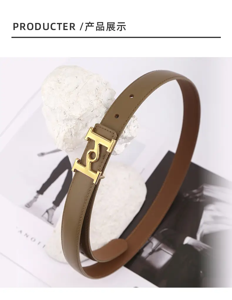 New Leather Belt Women's Retro Joker Brown Teal — feature 9