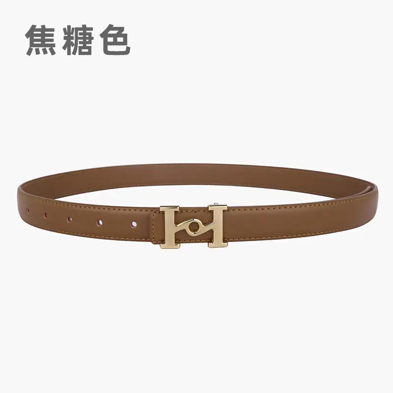 New Leather Belt Women's Retro Joker Brown Teal - Image 3