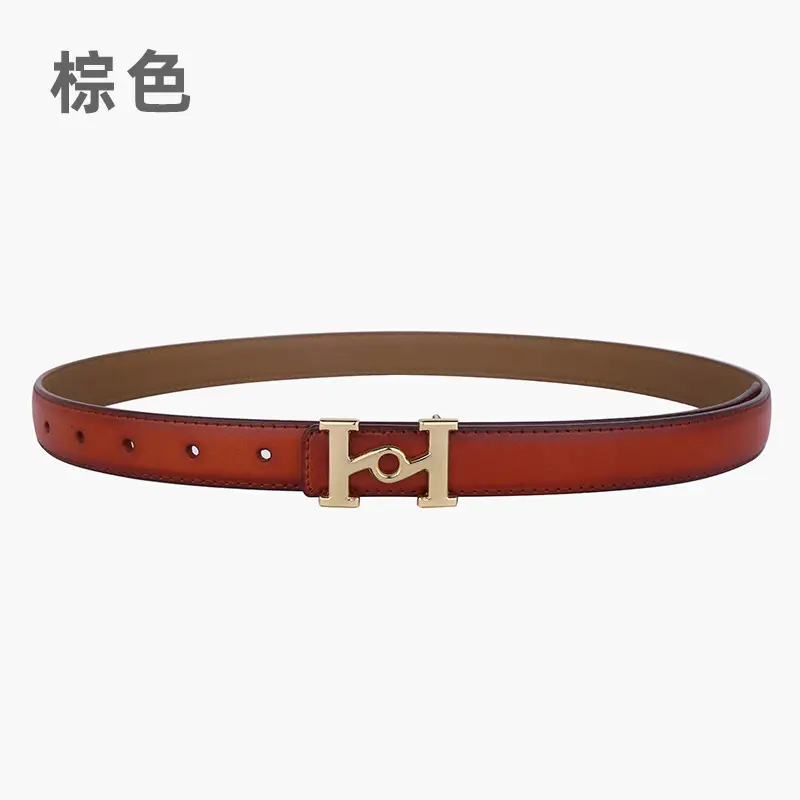 New Leather Belt Women's Retro Joker Brown Teal - Image 8