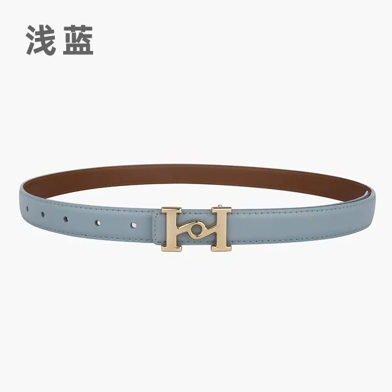New Leather Belt Women's Retro Joker Brown Teal - Image 9