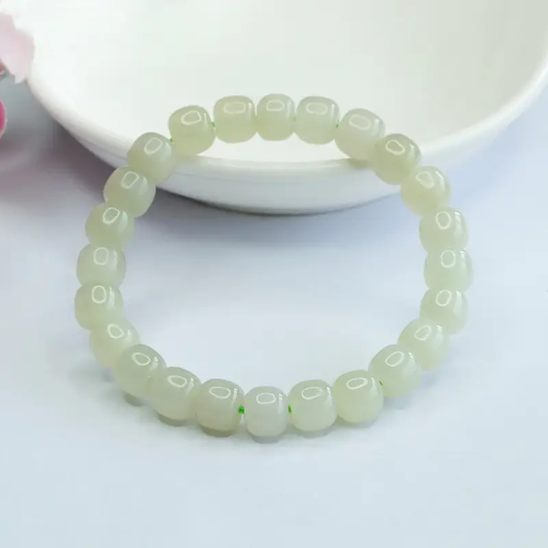 Clear Green Hetian Jade Bracelet for Men Women — feature 7