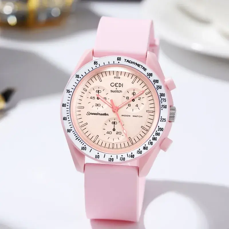 Pink Silicone Student Watch with Chronograph Function - Image 6