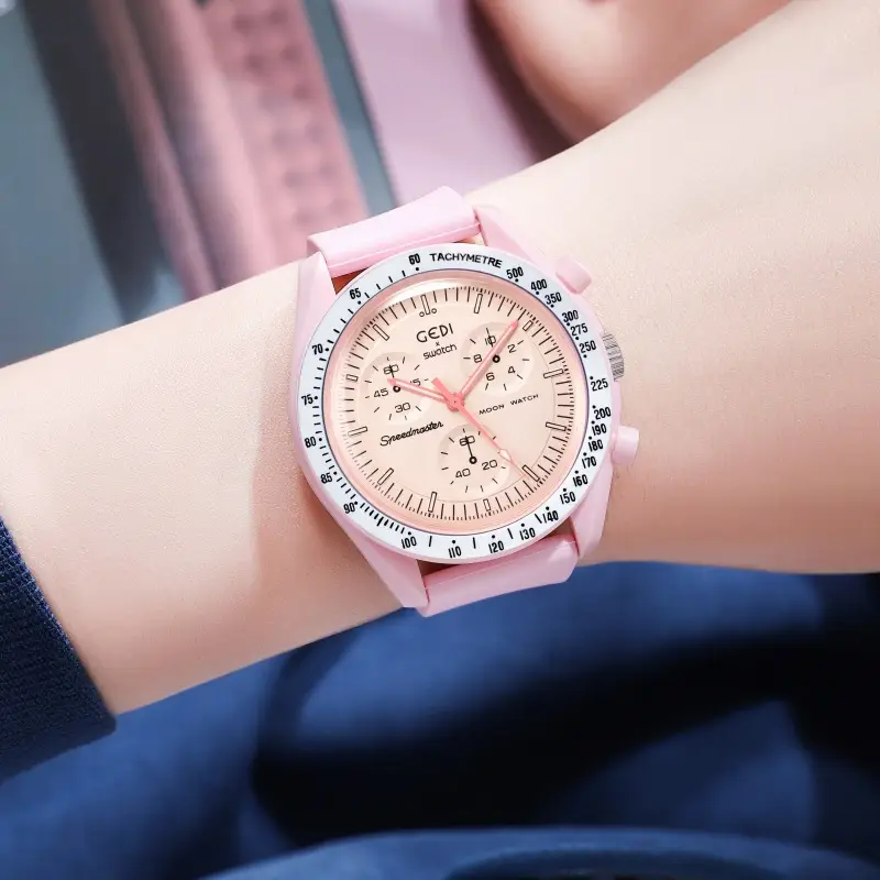Pink Silicone Student Watch with Chronograph Function — feature 12