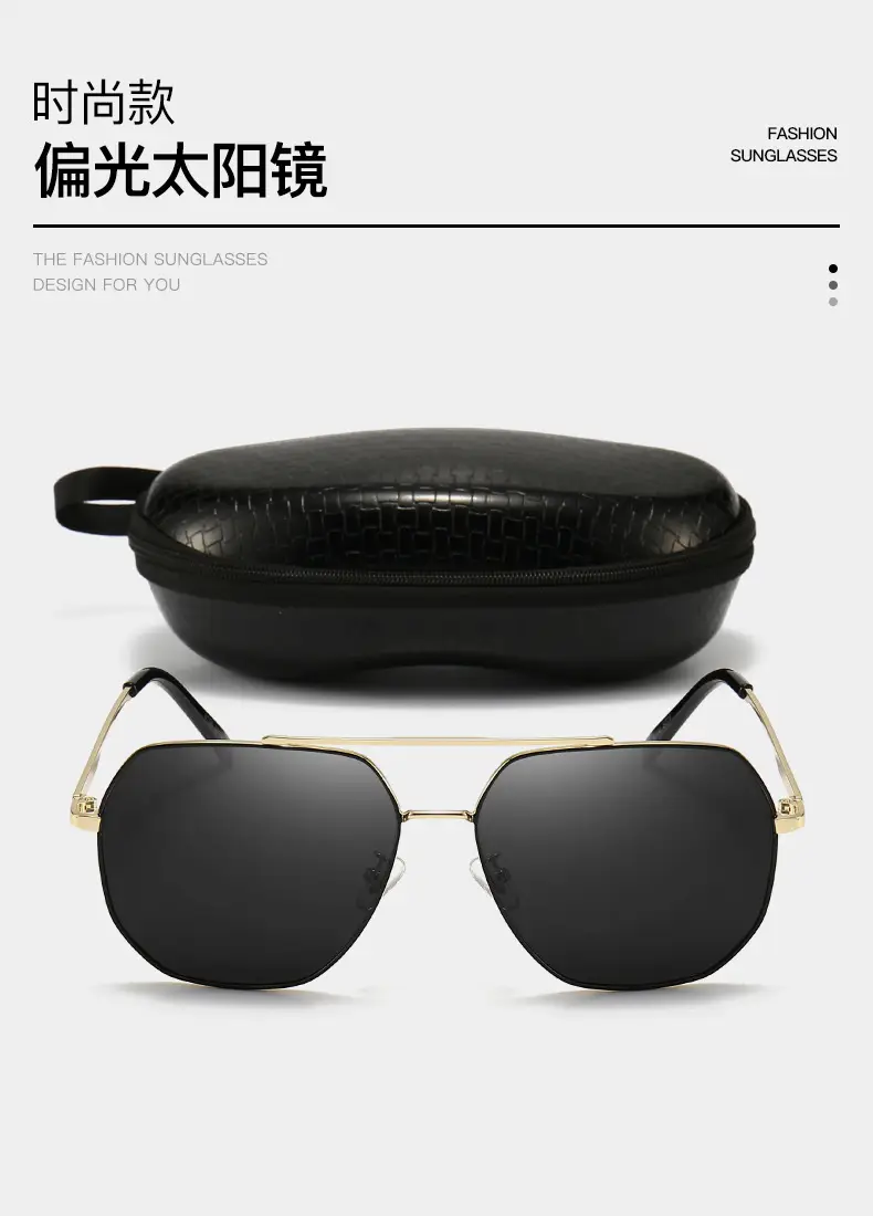 Men Metallic Polarized Driving Sunglasses UV Resistant Black — feature 2