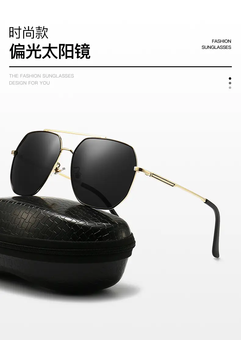 Men Metallic Polarized Driving Sunglasses UV Resistant Black — feature 3