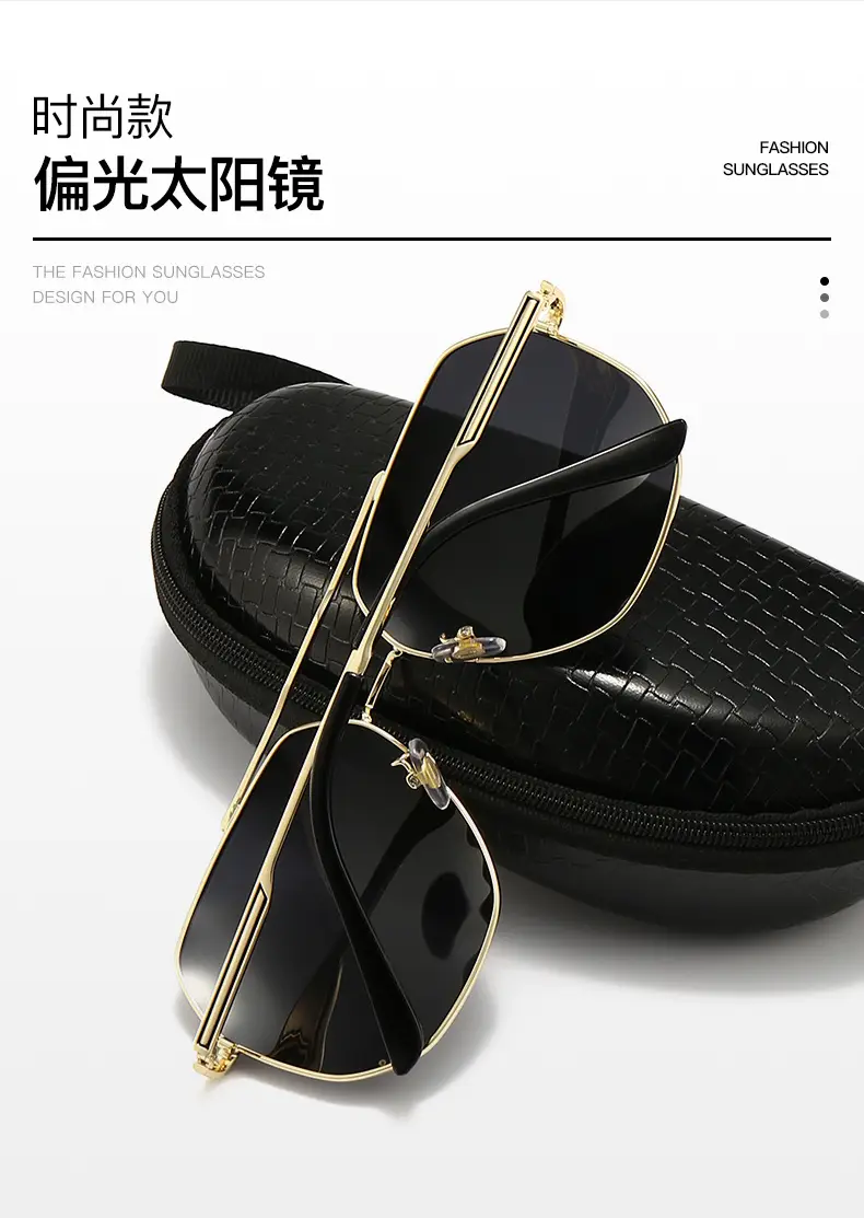 Men Metallic Polarized Driving Sunglasses UV Resistant Black — feature 4