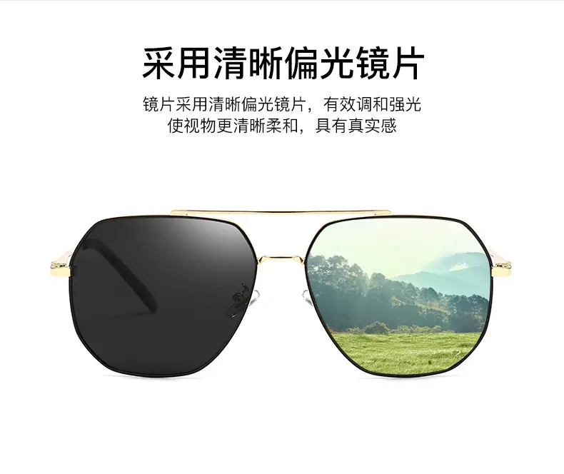 Men Metallic Polarized Driving Sunglasses UV Resistant Black — feature 5