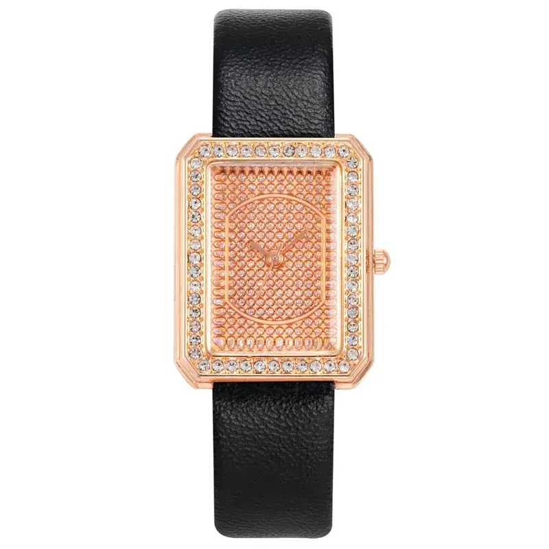 Women's Rectangular Gypsophila Diamond Watch with Green Belt - Image 2
