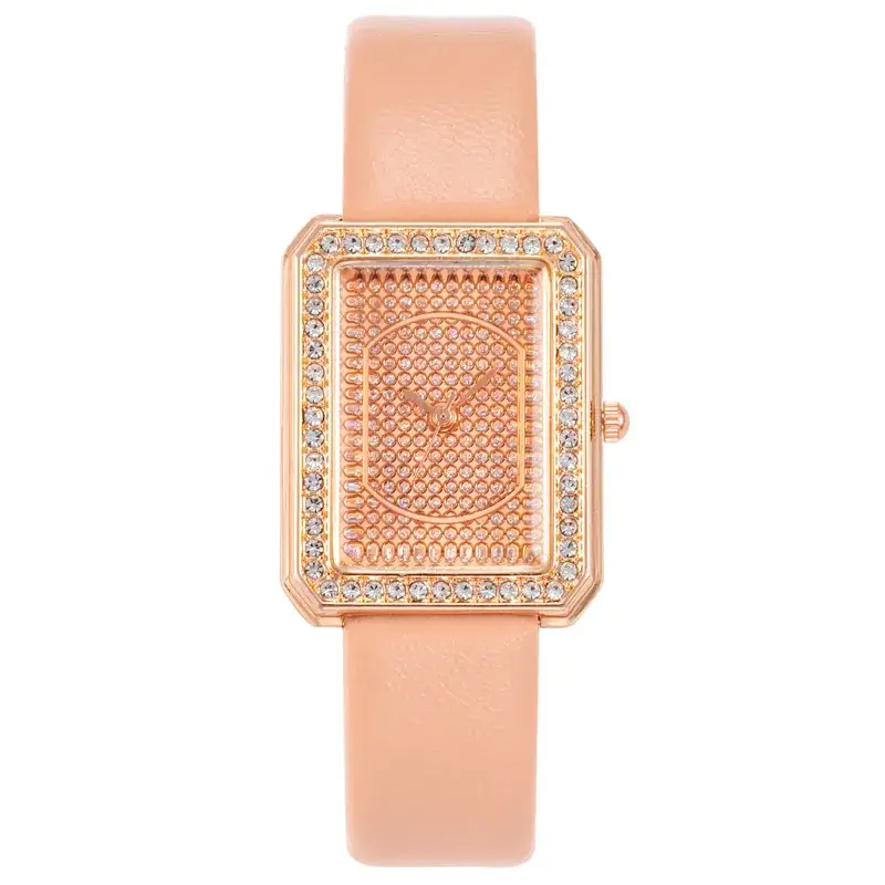Women's Rectangular Gypsophila Diamond Watch with Green Belt - Image 3