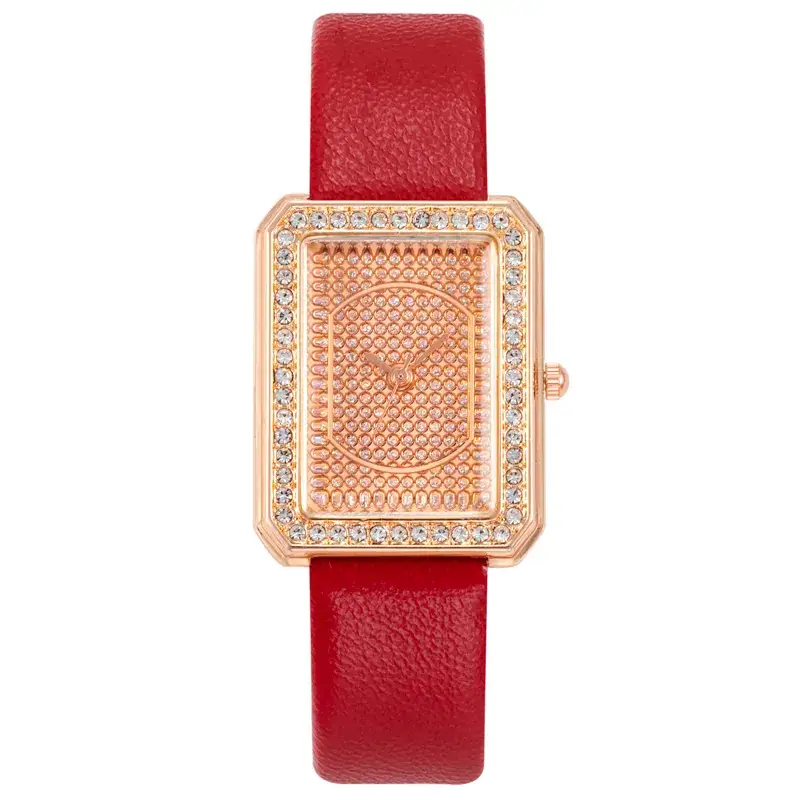 Women's Rectangular Gypsophila Diamond Watch with Green Belt - Image 6
