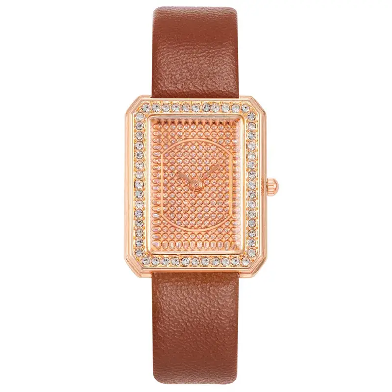 Women's Rectangular Gypsophila Diamond Watch with Green Belt - Image 5