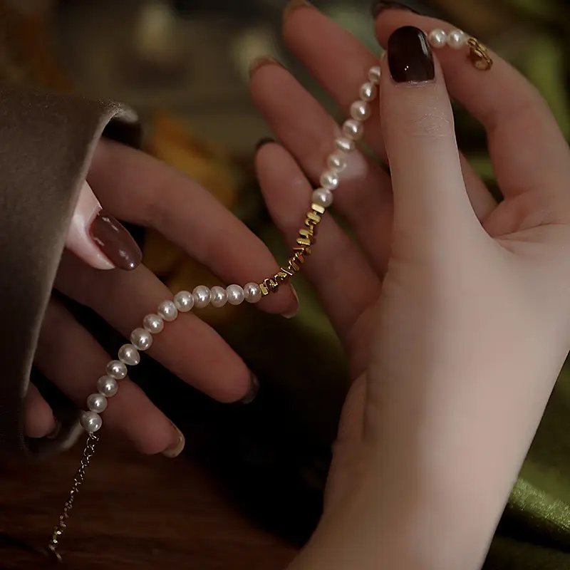 Broken Silver Pearl Bracelet for Girls Wholesale - Image 5