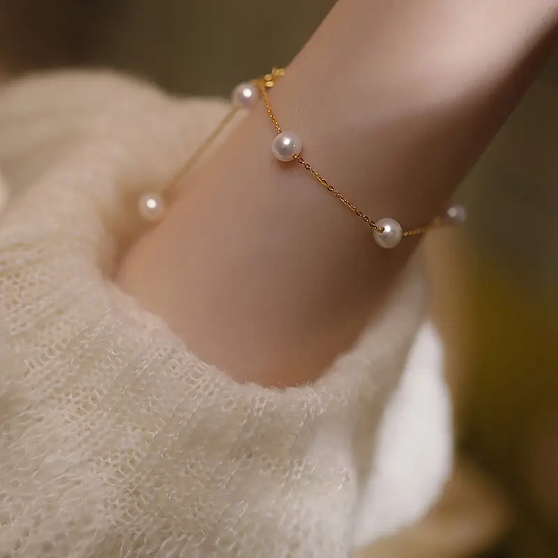 Broken Silver Pearl Bracelet for Girls Wholesale - Image 2