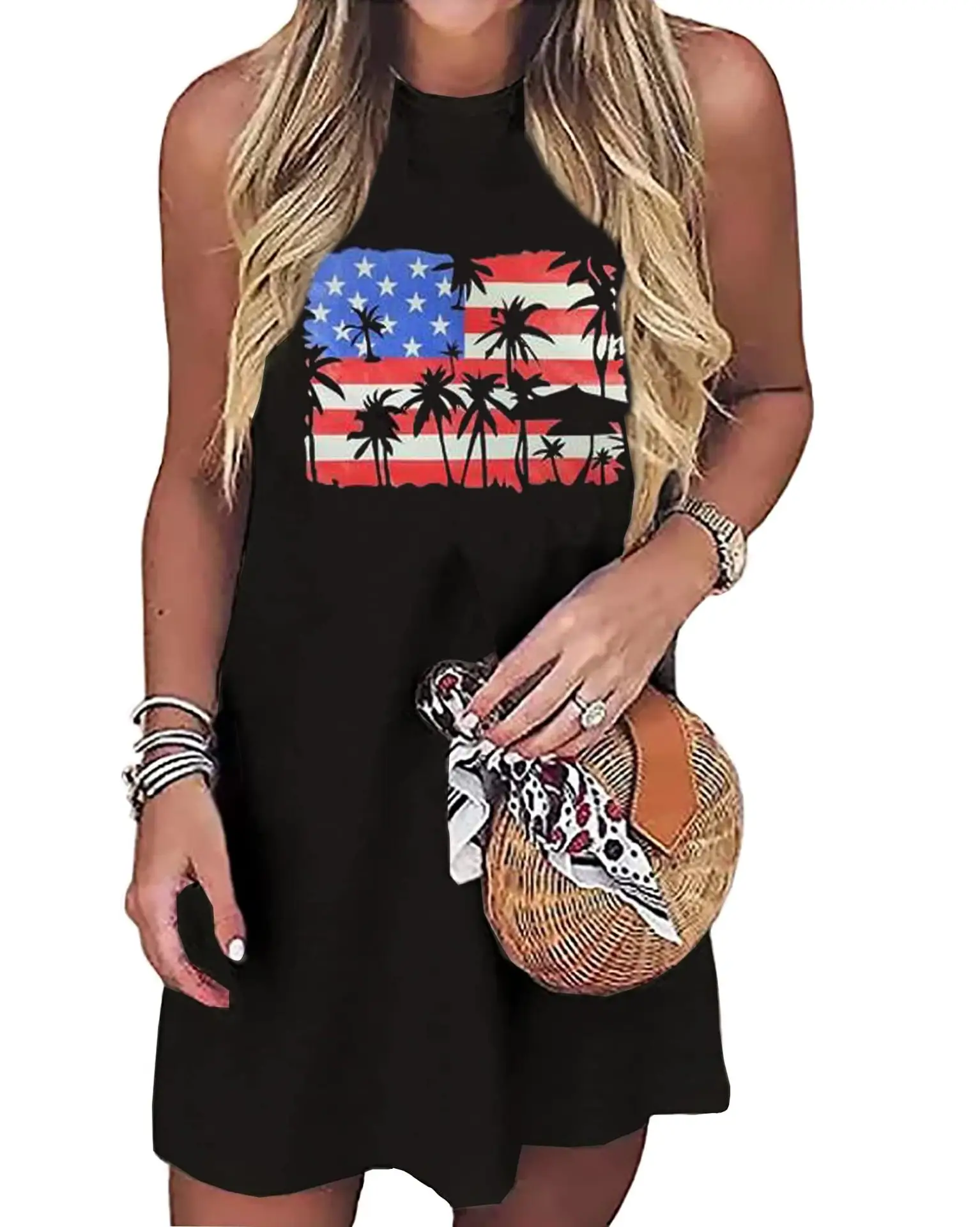 Women Sleeveless Beach Wrap Vest with American Flag Design — feature 10