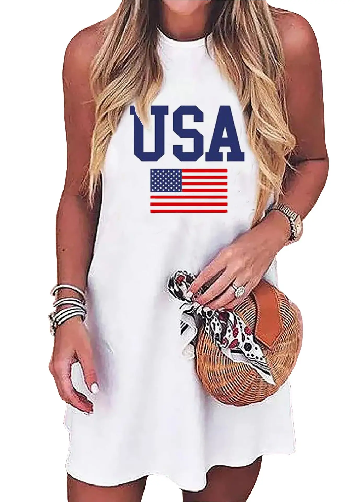 Women Sleeveless Beach Wrap Vest with American Flag Design — feature 17