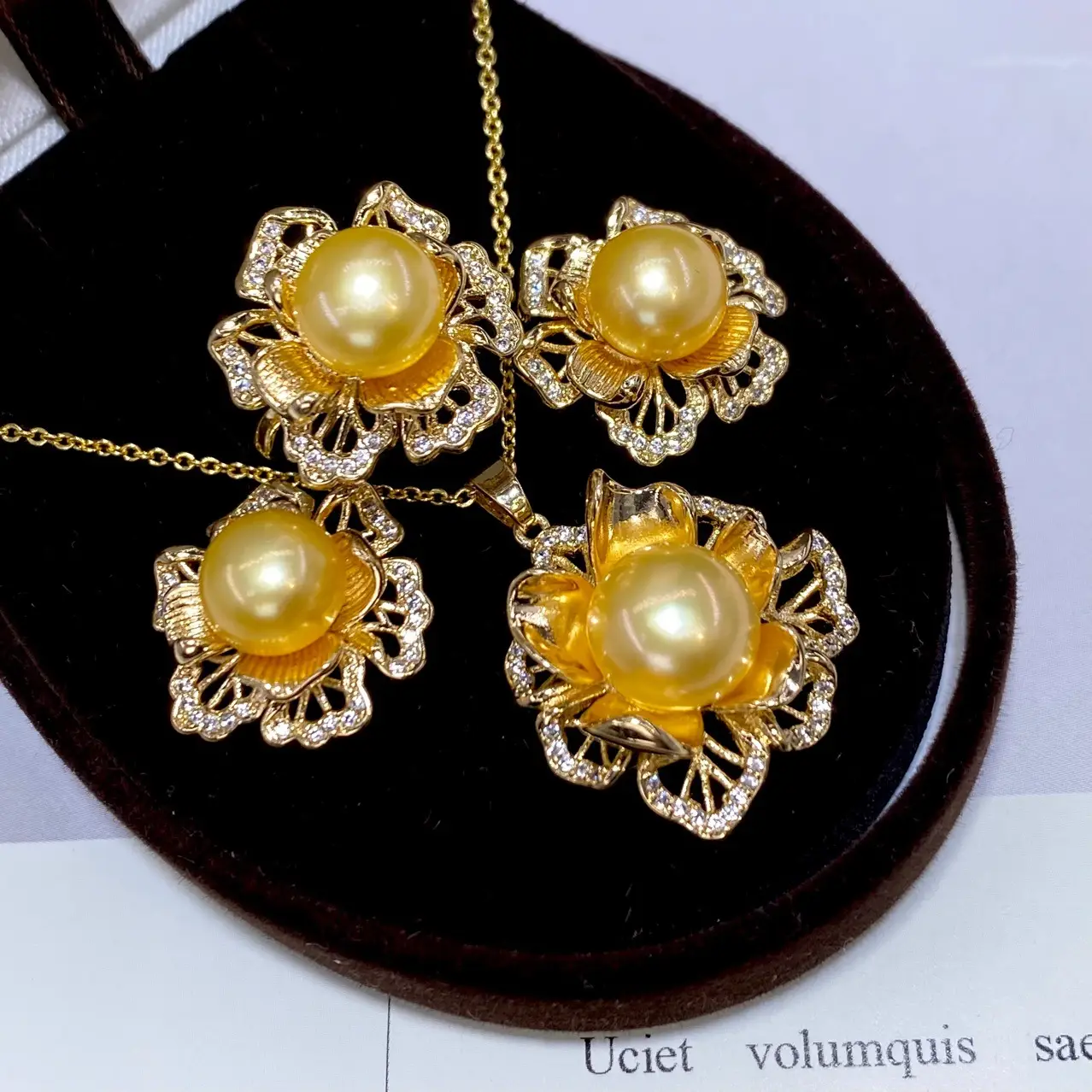 Freshwater Pearl Jewelry Set Gold Plated 3-Piece Set - Image 2