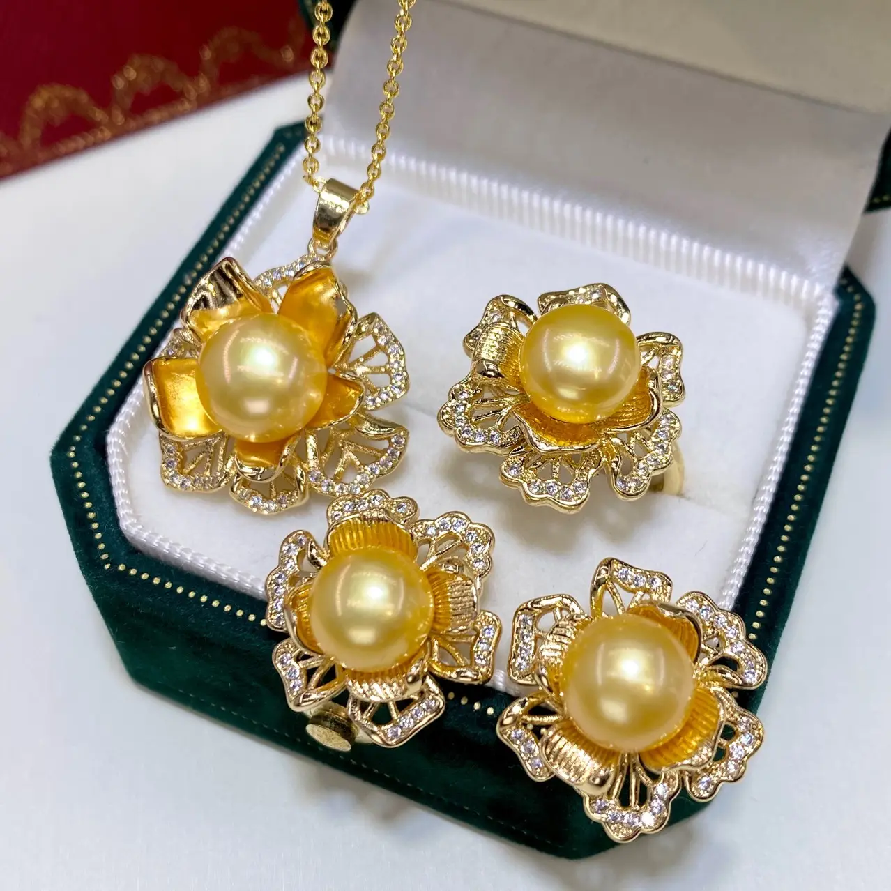 Freshwater Pearl Jewelry Set Gold Plated 3-Piece Set - Image 3