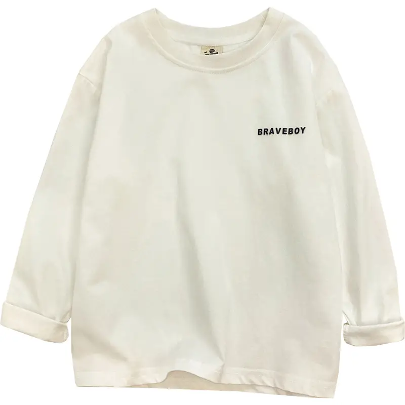 White Long Sleeve T-Shirt for Kids Pure Cotton 2026 - Image 6
