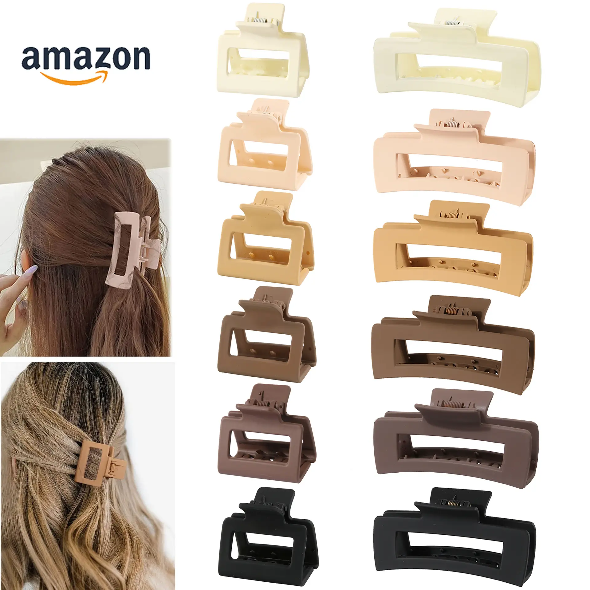 Extra Large Frosted Shark Hair Grab Clips Set