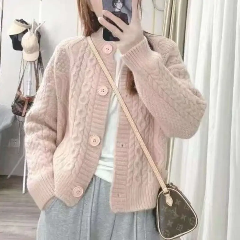 2025 Green Twist Knitted Cardigan Women - Image 6