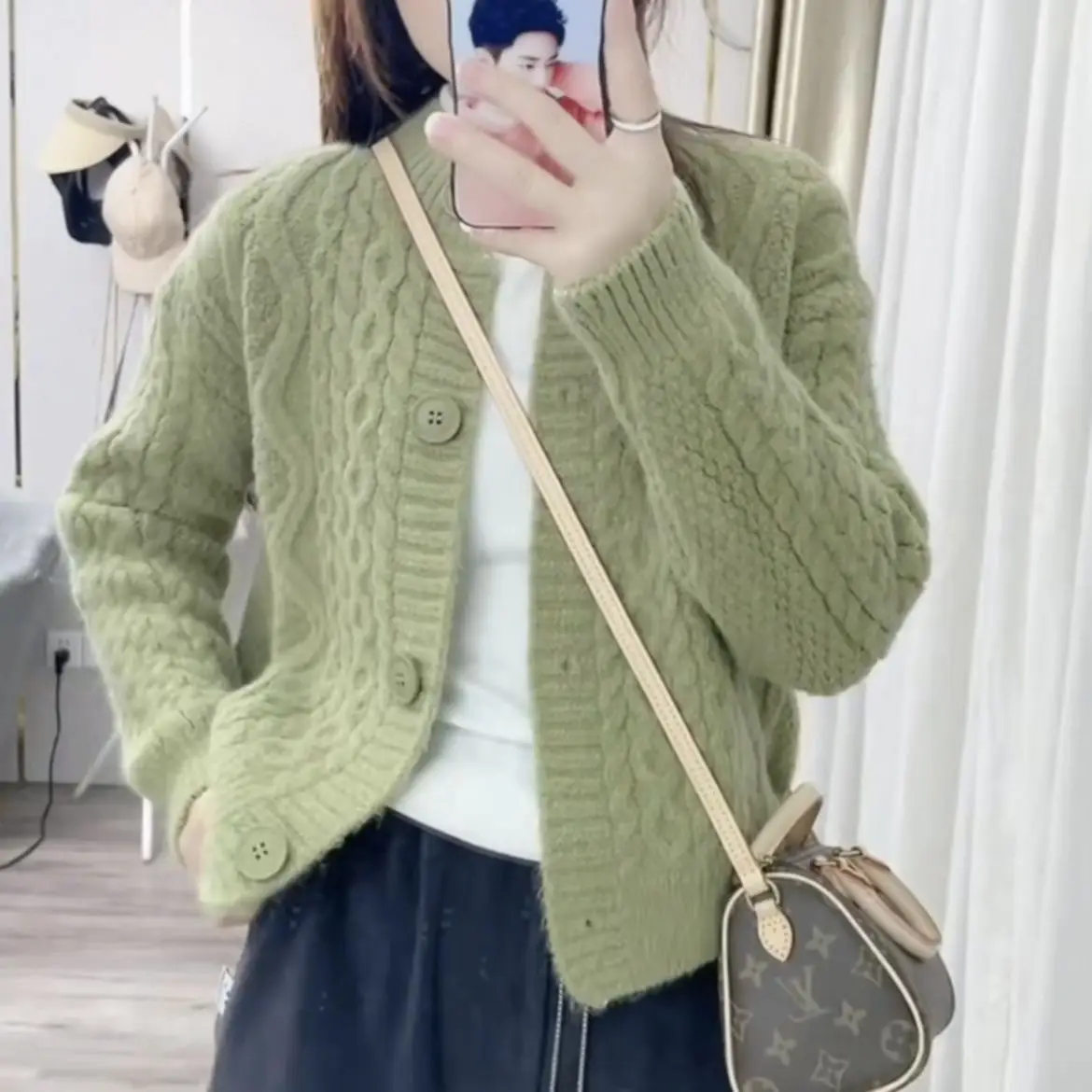 2025 Green Twist Knitted Cardigan Women — feature 23