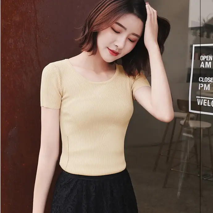 2024 New Summer Thin Ice Silk Slim-fit Crewneck T-shirt - Image 8