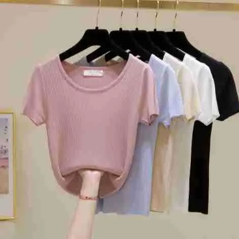 2024 New Summer Thin Ice Silk Slim-fit Crewneck T-shirt - Image 9