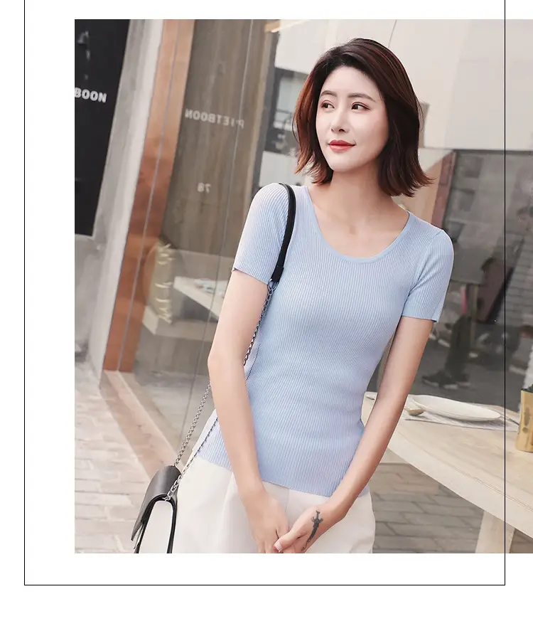 2024 New Summer Thin Ice Silk Slim-fit Crewneck T-shirt — feature 15
