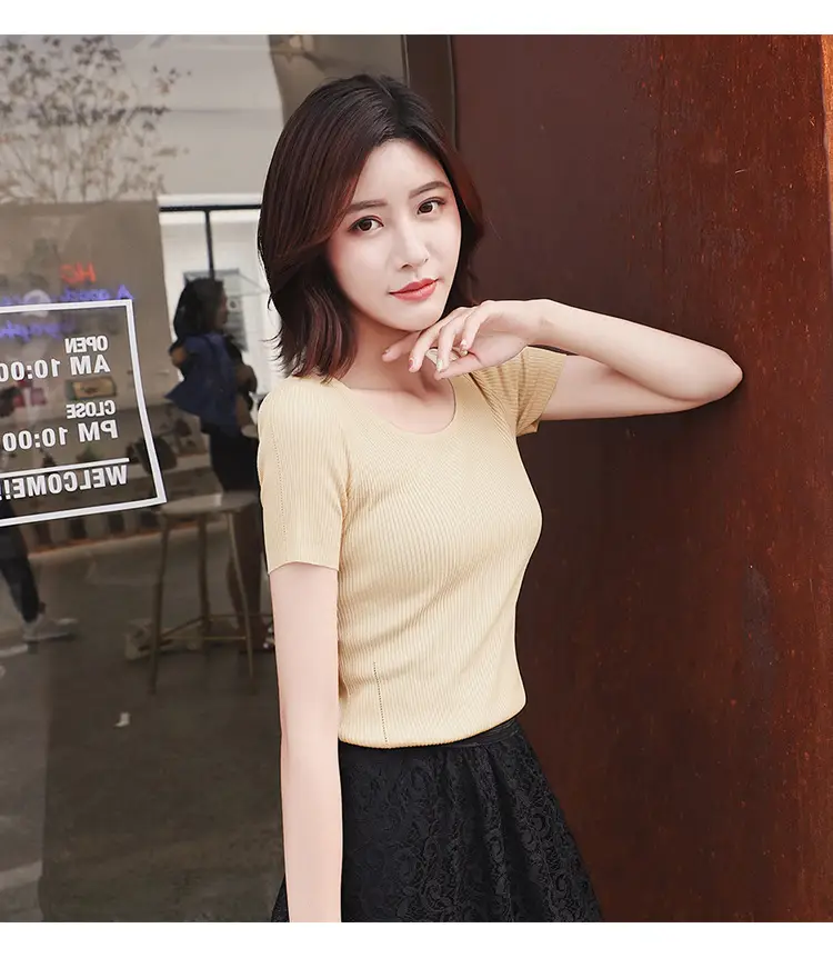 2024 New Summer Thin Ice Silk Slim-fit Crewneck T-shirt — feature 17