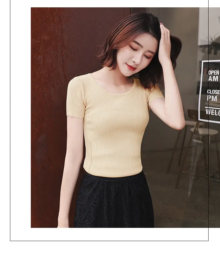 2024 New Summer Thin Ice Silk Slim-fit Crewneck T-shirt — feature 18