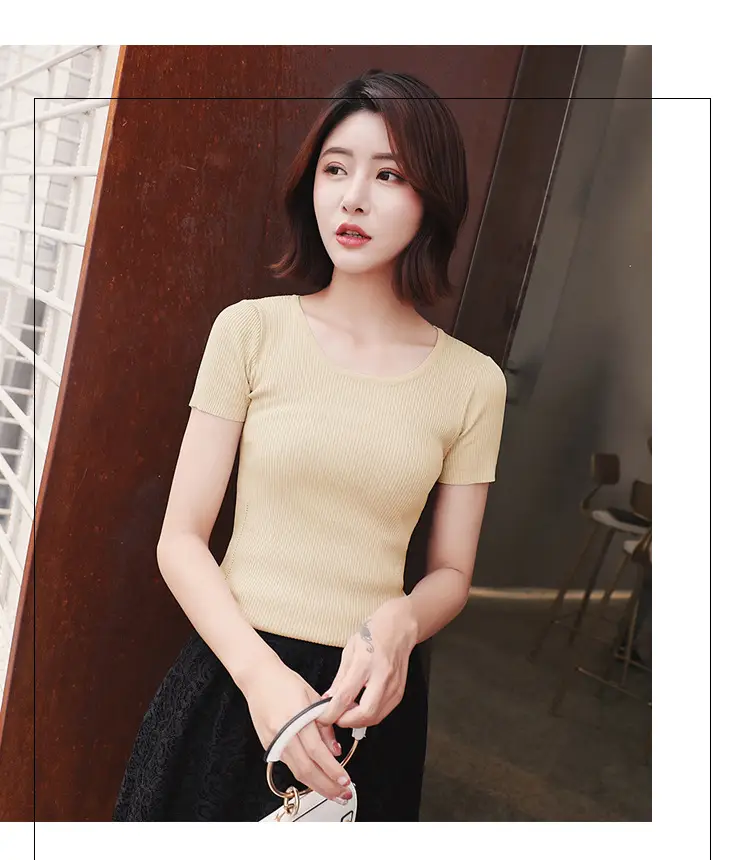2024 New Summer Thin Ice Silk Slim-fit Crewneck T-shirt — feature 19